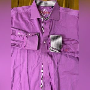Robert Graham Fuchsia Button Front Long Sleeve Plaid Flip Cuff Men’s XL